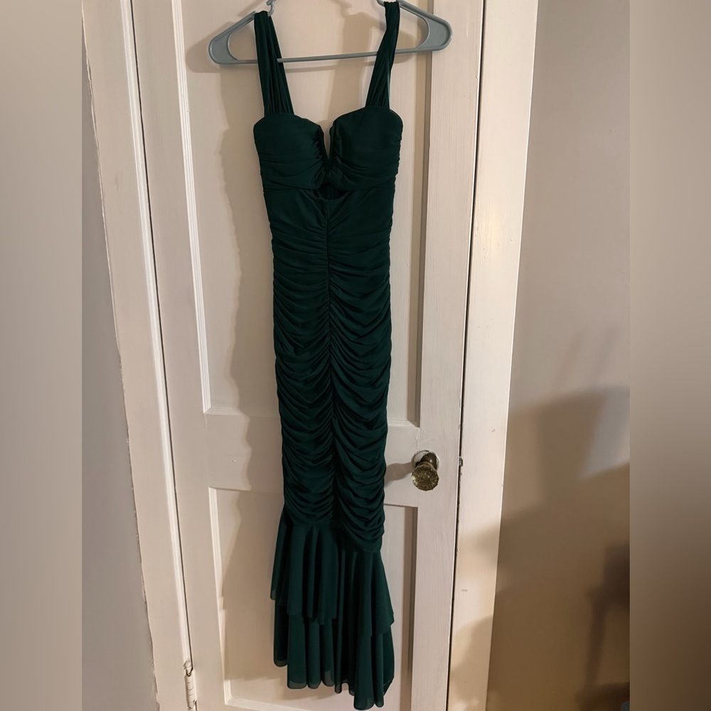 Hunter Green Ruched Dress